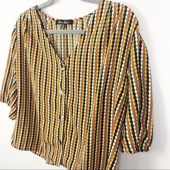 ALICE BLUE | Button Front Cropped Patterned Blouse Women’s Size X-Large - Picture 2 of 8